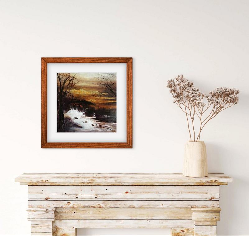 Stream at dusk framed